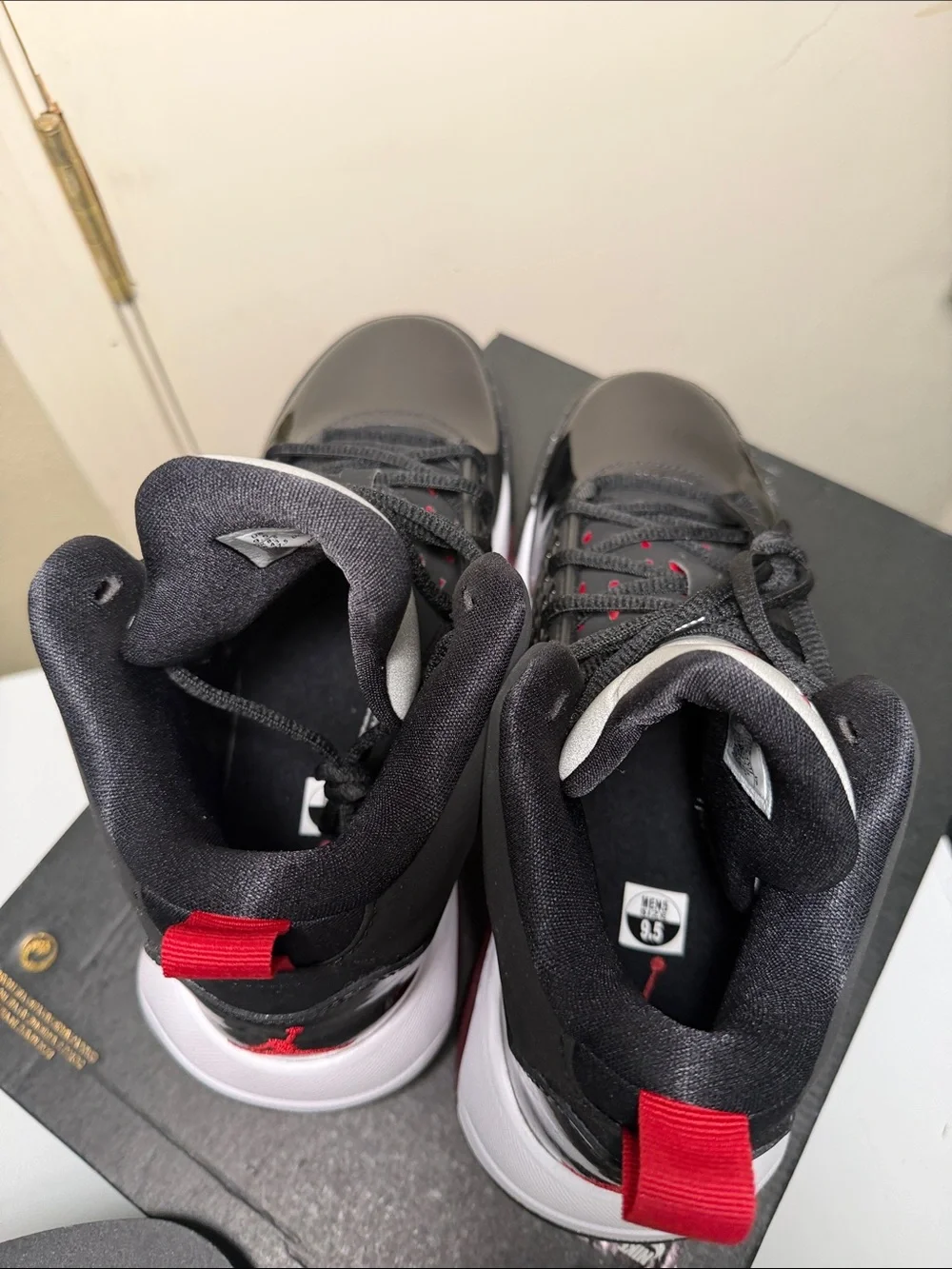 Jordan Kids Black, Red and White High-Top Sneakers